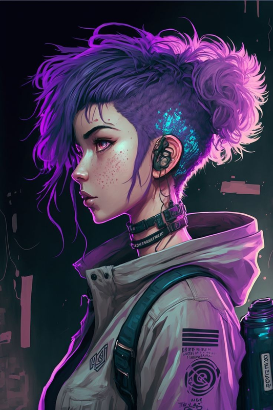 tomboy teenaged girl, cyberpunk hacker with tattoos